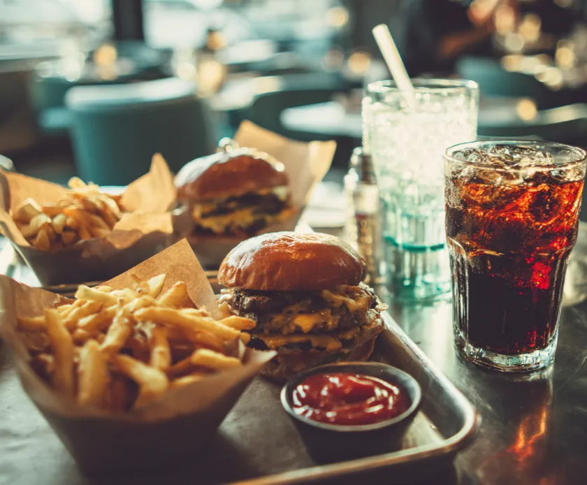 smash burger with fries